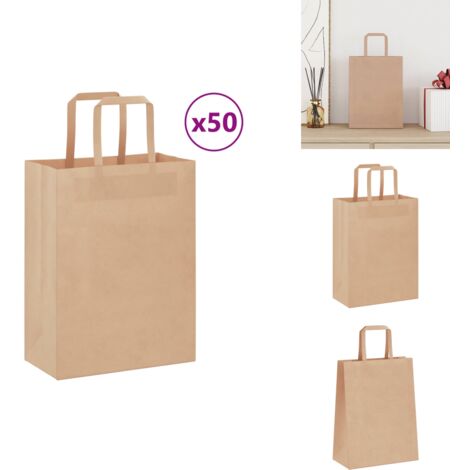 Sacs Kraft MULEVIP 40 Pcs - 27x21x11cm Avec Poignées, Pour Cadeaux, Fêtes, Épicerie