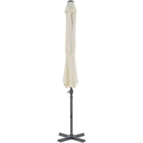BAKAJI Parasol Jardin Décentré 3x3m Gris - Poteau Métal, Air Vent, Ouverture Levier