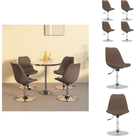 Lot De 4 Chaises Pivotantes Salle à Manger - Rembourrées Tissu Chenille, Pivot 360°, Beige - 2