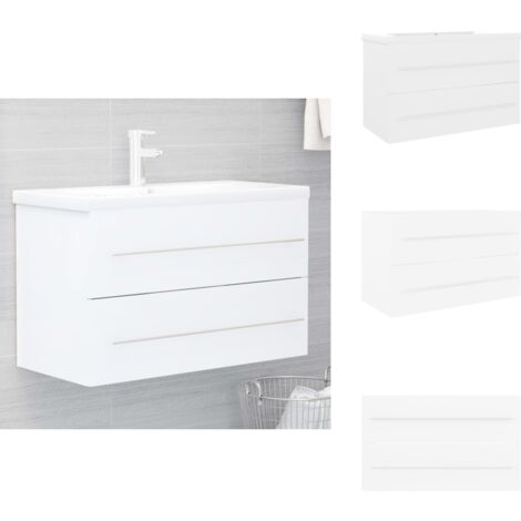 Armoire d'évier avec lavabo intégré Blanc Aggloméré - Meuble De Salle De Bain - Meuble Vasque - Armoire Lavabo - Salle De Bain - Décoration Salle De Bain (1/5)