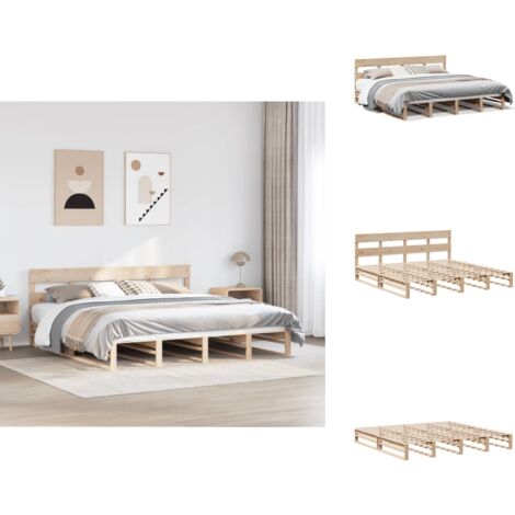 Cadre De Lit Bois Massif Pin 200x200 Cm VidaXL - Adulte Double