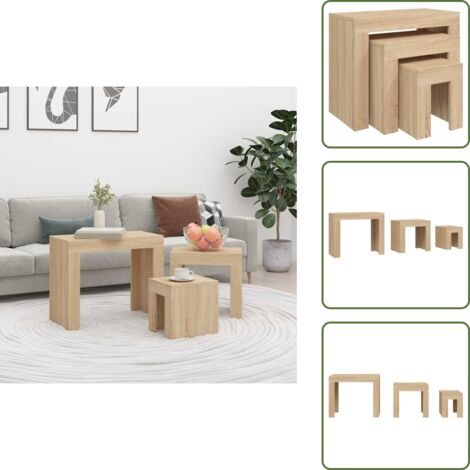 Tables basses empilables 3 pièces en bois d'ingénierie noir | Leroy Merlin
