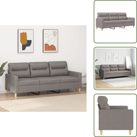 CLARENCE® Canapé 3 places/3 Personnes - avec repose-pieds Taupe 180 cm Tissu microfibre LL2198 - Maison