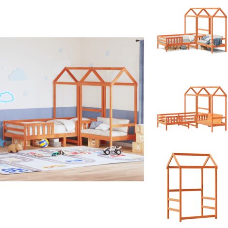 Ensemble de lit et de banc avec toit sans matelas 75x190 cm - Lit Enfant - Lit Modulaire - Lit Coffre - Mobilier Enfant - Décoration Chambre Enfant (1/5)