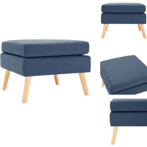Pouffe Tabouret Chesterfield Velours Bleu Royal – Fabriqué Main UK, 100x51x34cm