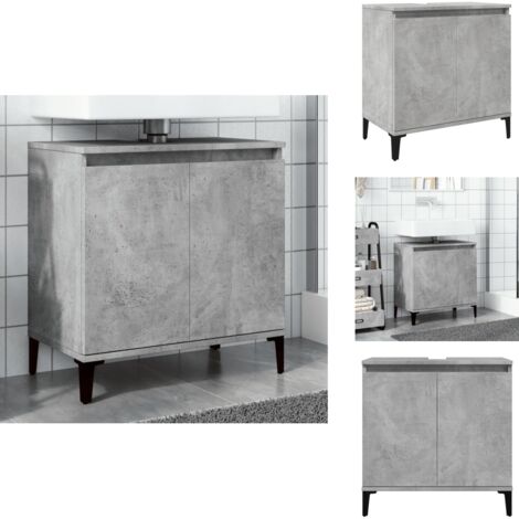 Armoire Sous évier Salle De Bain Chêne - 58x33x60 Cm - Bois D'ingénierie - Grand Rangement