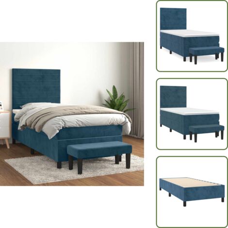 Lit De Jour Avec Lit Gigogne 80x200 Cm - Velours Bleu - Neuf