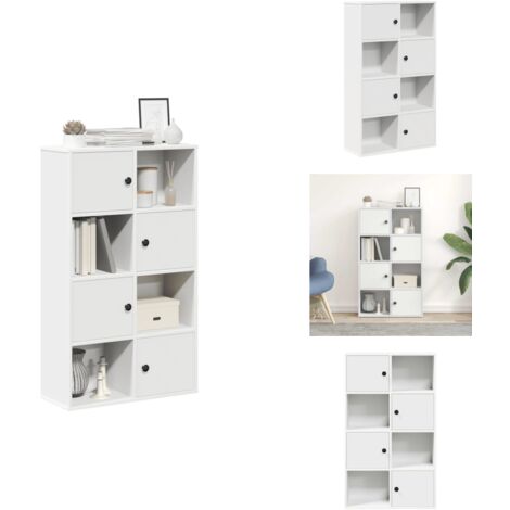 Étagère De Rangement Bureau En Bois Blanc - Bibliothèque Compacte Gain De Place