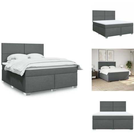Sommier à lattes de lit avec matelas Gris foncé 180x200cm Tissu - Sommier À Lattes De Lit - Sommiers À Lattes De Lit - Lit - Meuble De Chambre À Coucher (1/5)
