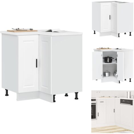 Vidaxl – Armoire d'angle de cuisine blanche en bois d'ingénierie – Dimensions 75,5 x 75,5 x 81,5 cm – Avec pieds réglables et grand espace de rangement