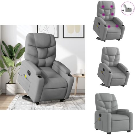 Fauteuil Inclinable De Massage Électrique – Gris Clair – Neuf