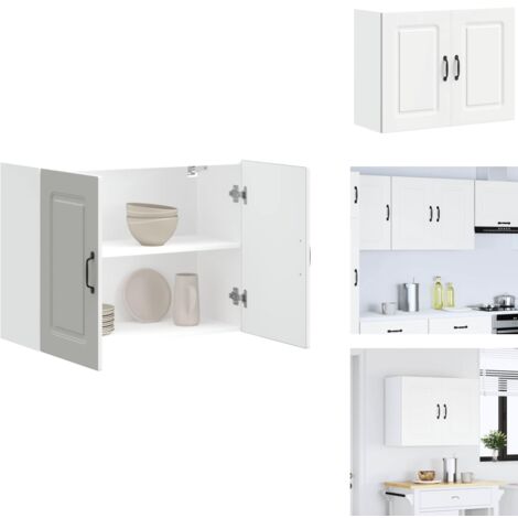 Armoire Murale De Cuisine Kalmar - Dimensions 60x31x60 Cm, Bois D'ingénierie Blanc Brillant - 2 étagères, Charge Max 60kg - 13