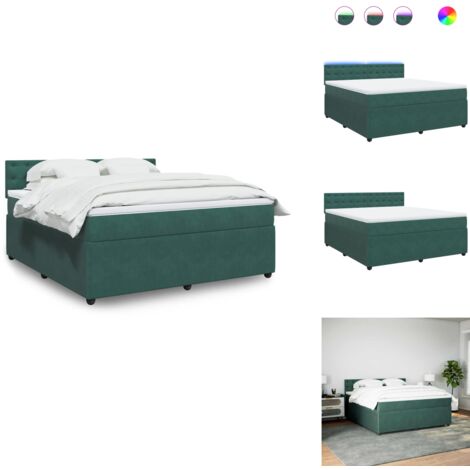 Sommier à lattes de lit et matelas Vert foncé 180x200cm Velours - Sommier À Lattes De Lit - Sommiers À Lattes De Lit - Lit - Meuble De Chambre À Coucher (1/5)