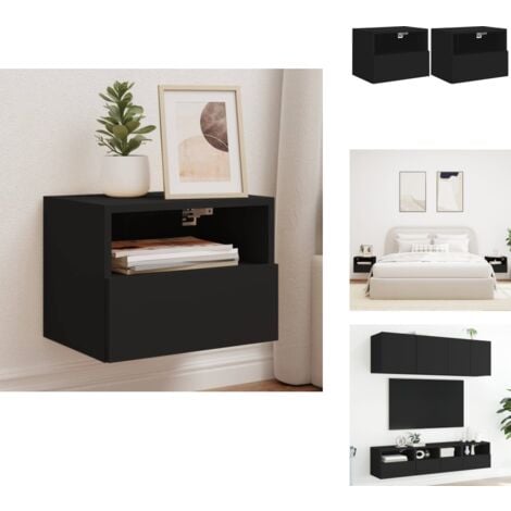 Meuble TV Design Mural Suspendu En Bois Massif Et Métal Pour Salon