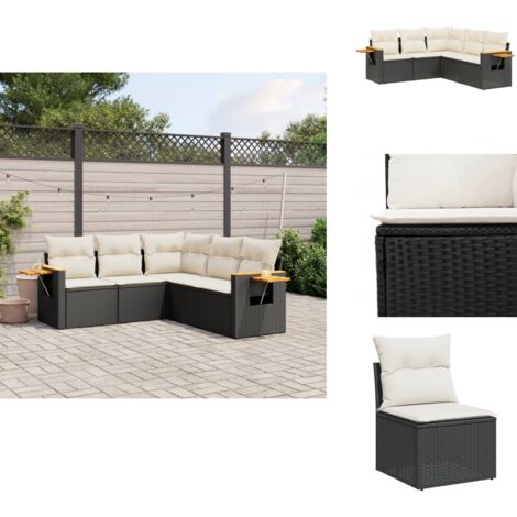 Table Haute De Jardin Et Tabourets 5 Pièces Et Coussins En Rotin PE Gris 94657067
