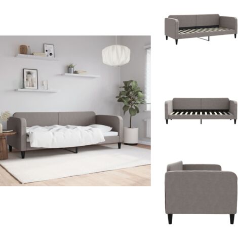 Lit de repos sans matelas taupe 80x200 cm tissu - Canapé Convertible - Lit Invité - Meuble Multifonction - Literie - Décoration Intérieure (1/5)