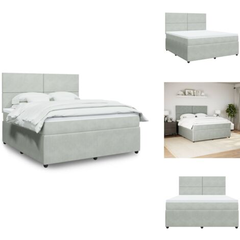 Sommier à lattes de lit et matelas Gris clair 180x200cm Velours - Sommier À Lattes De Lit - Sommiers À Lattes De Lit - Lit - Meuble De Chambre À Coucher (1/5)