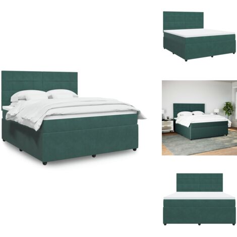 Sommier à lattes de lit et matelas Vert foncé 180x200cm Velours - Sommier À Lattes De Lit - Sommiers À Lattes De Lit - Lit - Meuble De Chambre À Coucher (1/5)