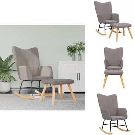 Lot De 2 Fauteuils à Bascule, Rocking Chair En Tissu Avec Pieds Bois Et Métal - Fauteuil