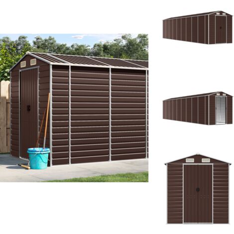 Abri De Jardin Marron En Acier Galvanisé – 116x45x175 Cm, Rangement Outils Et Meubles - 5