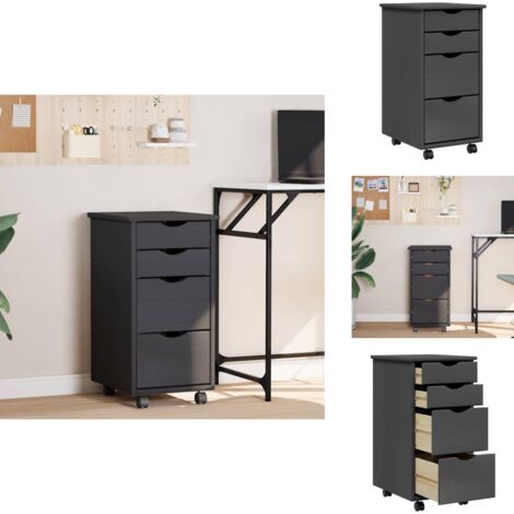Armoire Roulante Avec Bureau – Meuble De Rangement En Bois De Pin Massif – VidaXL
