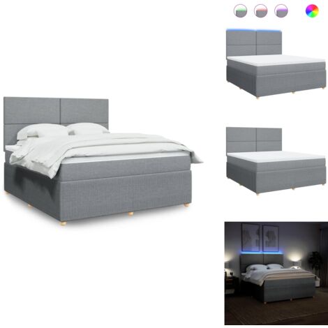 Sommier à lattes de lit avec matelas Gris clair 180x200cm Tissu - Sommier À Lattes De Lit - Sommiers À Lattes De Lit - Lit - Meuble De Chambre À Coucher (1/5)