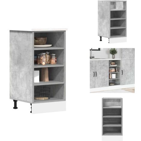 Armoire De Plancher Avec Tiroir Lyon - Gris Béton, Dimensions 50x46x81,5 Cm, En Bois D'Ingénierie, Pour Rangement Cuisine Ou Bureau