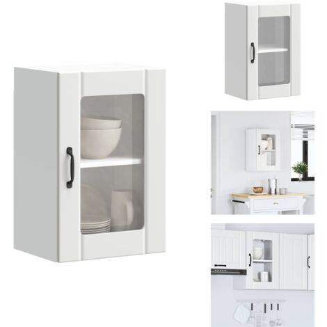Armoire murale de cuisine avec porte en verre Lucca blanc - Armoire Murale De Cuisine - Armoires Murales De Cuisine - Meuble Mural De Cuisine - Armoire Murale Avec Verre (1/5)