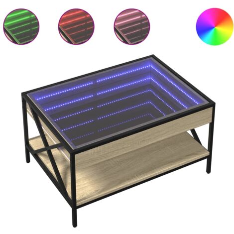 vidaXL Table basse avec LED infini blanc 40x40x50 cm