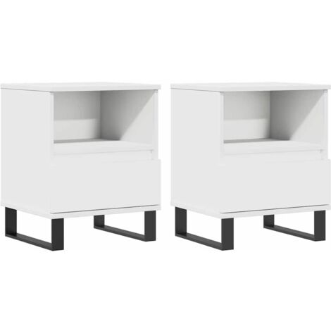 Tables De Chevet 2 Pièces Blanc - 30x30x40 Cm, 2 Tiroirs - Meuble Chambre Moderne En Bois D'Ingénierie