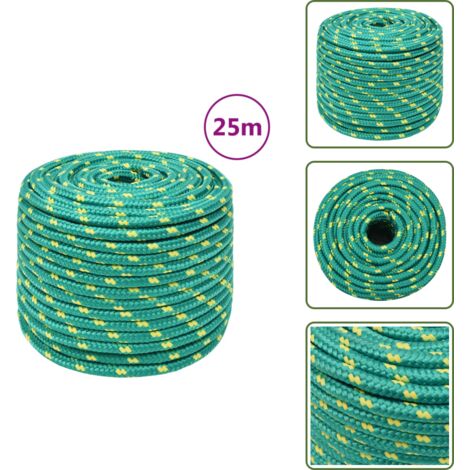 Corde De Bateau Polypropylène Verte 6 Mm - 25 M, Résistante Pour Nautisme Et Usage Extérieur