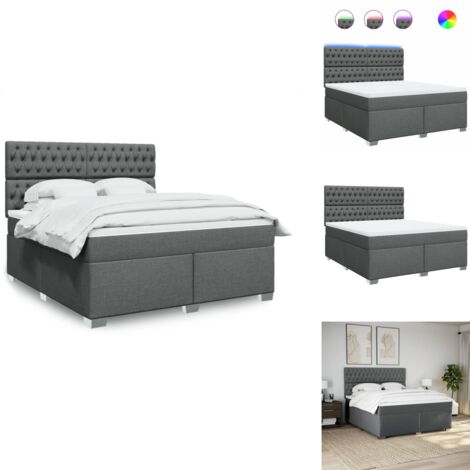 Sommier à lattes de lit avec matelas Gris foncé 180x200cm Tissu - Sommier À Lattes De Lit - Sommiers À Lattes De Lit - Lit - Meuble De Chambre À Coucher (1/5)