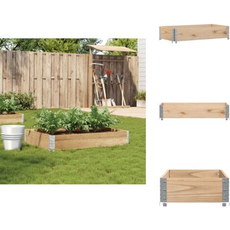 Gecheer Jardinière Bois Pin Massif 100x100 Cm – Bac Potager Surélevé Pliable, Empilable, Pour Fleurs Légumes Herbes, Terrasse Balcon