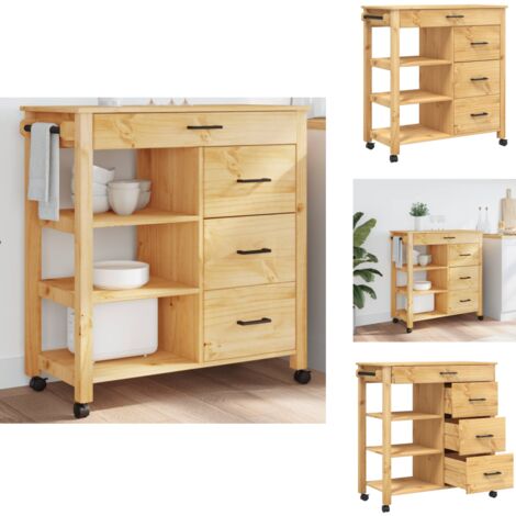 Maison Exclusive - Chariot De Cuisine MONZA 48x40x88,5 Cm Bois Massif De Pin 92796119