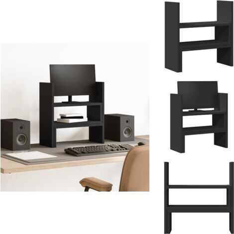 Étagère De Bureau Réglable En Bois - Organiseur Rangement Livres, Décorations, Cuisine, Noir Pin Naturel