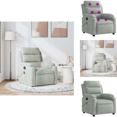 Fauteuil de massage inclinable gris foncé velours - Leroy Merlin