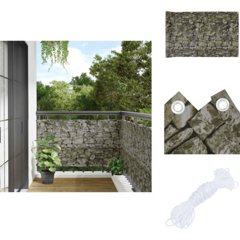 Écran D'Intimité Balcon 0,9m X 5m - Protection UV 95% PEHD Avec Serre-câbles Et Corde