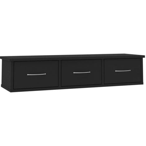 Armoire Murale Chêne Noir VidaXL - 88x26x18,5 Cm, 3 Tiroirs, Meuble TV Flottant, 50 Kg Max