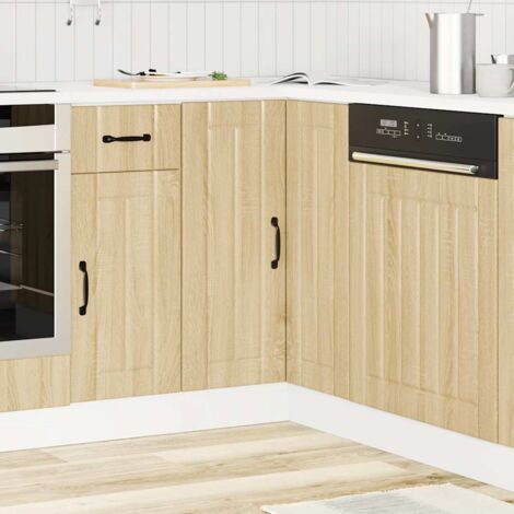 VidaXL Armoire D'Angle Cuisine Lucca Vieux Bois - Meuble Évier D'Angle Ingénierie - Rangement Optimisé Avec Pieds Réglables