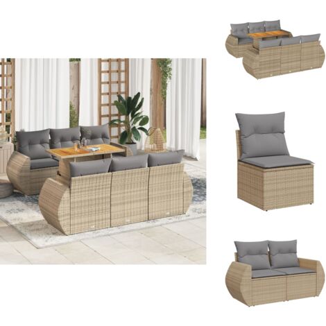 Salon De Jardin 4 Pièces VidaXL - Canapés Avec Coussins - Résine Tressée Couleur Beige - Neuf Sous Emballage