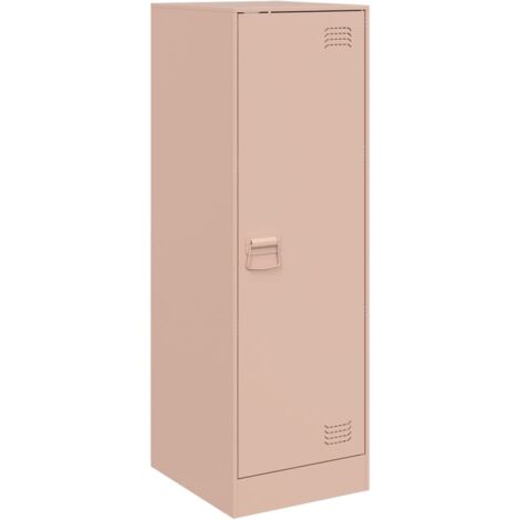 Armoire à Casiers Rose 35x46x180 Cm En Acier - 4 Étages Réglables Avec Serrure - 7