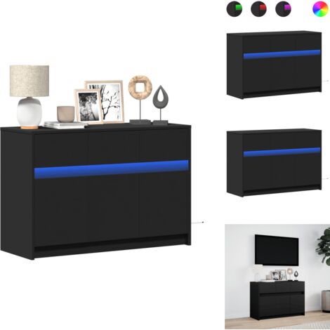 Ensemble De Buffets 3 Pcs Noir Bois D'ingénierie - Meubles De Rangement Buffet Meuble Tv Design Minimaliste Mobilier Contemporain 86030334