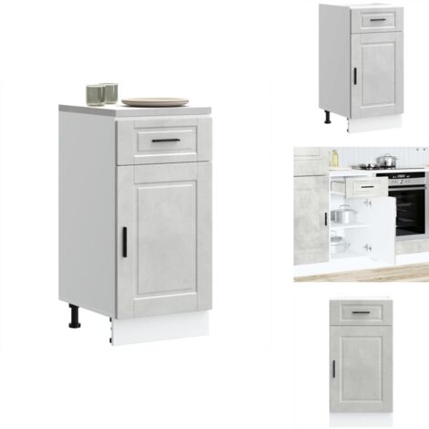Armoire de cuisine Porto gris béton bois d'ingénierie - Armoire De Cuisine - Armoires De Cuisine - Meuble D'évier - Meuble D'évier De Cuisine (1/5)