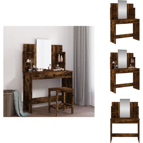 Coiffeuse avec miroir couleur chêne fumé 96x39x142 cm - COMFORTXL | Leroy Merlin