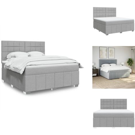 Sommier à lattes de lit avec matelas Gris clair 180x200cm Tissu - Sommier À Lattes De Lit - Sommiers À Lattes De Lit - Lit - Meuble De Chambre À Coucher (1/5)