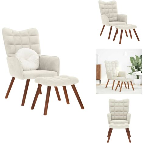 DAYALANE Fauteuil Salon Velours Vert Avec Double Coussin - Chaise De Relaxation Confortable Pieds Bois Pour Chambre Et Salon