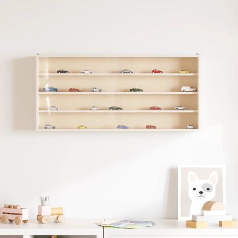 Vitrine Murale En Bois Avec Portes - 4 étagères - Dimensions 100x8,5x37 Cm - Idéale Pour Collections Et Rangement