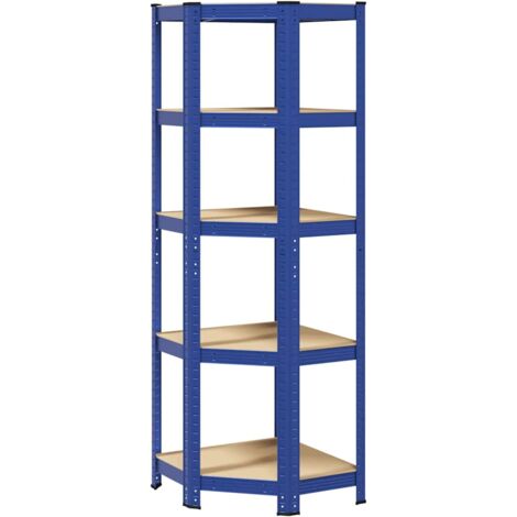 Étagère de rangement à 5 niveaux Bleu Acier et bois ingénierie