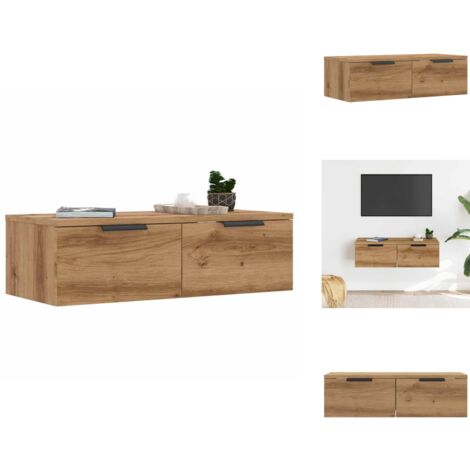 Armoire Murale Salle De Bain 100x25x40 Cm – Bois D'Ingénierie Chêne Artisanal, Portes à Vérin Gaz, Capacité 60 Kg - 2