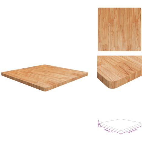 Plateau De Table Carré En Chêne Massif Marron Foncé 90x90x4 Cm – Style Rustique & Robuste